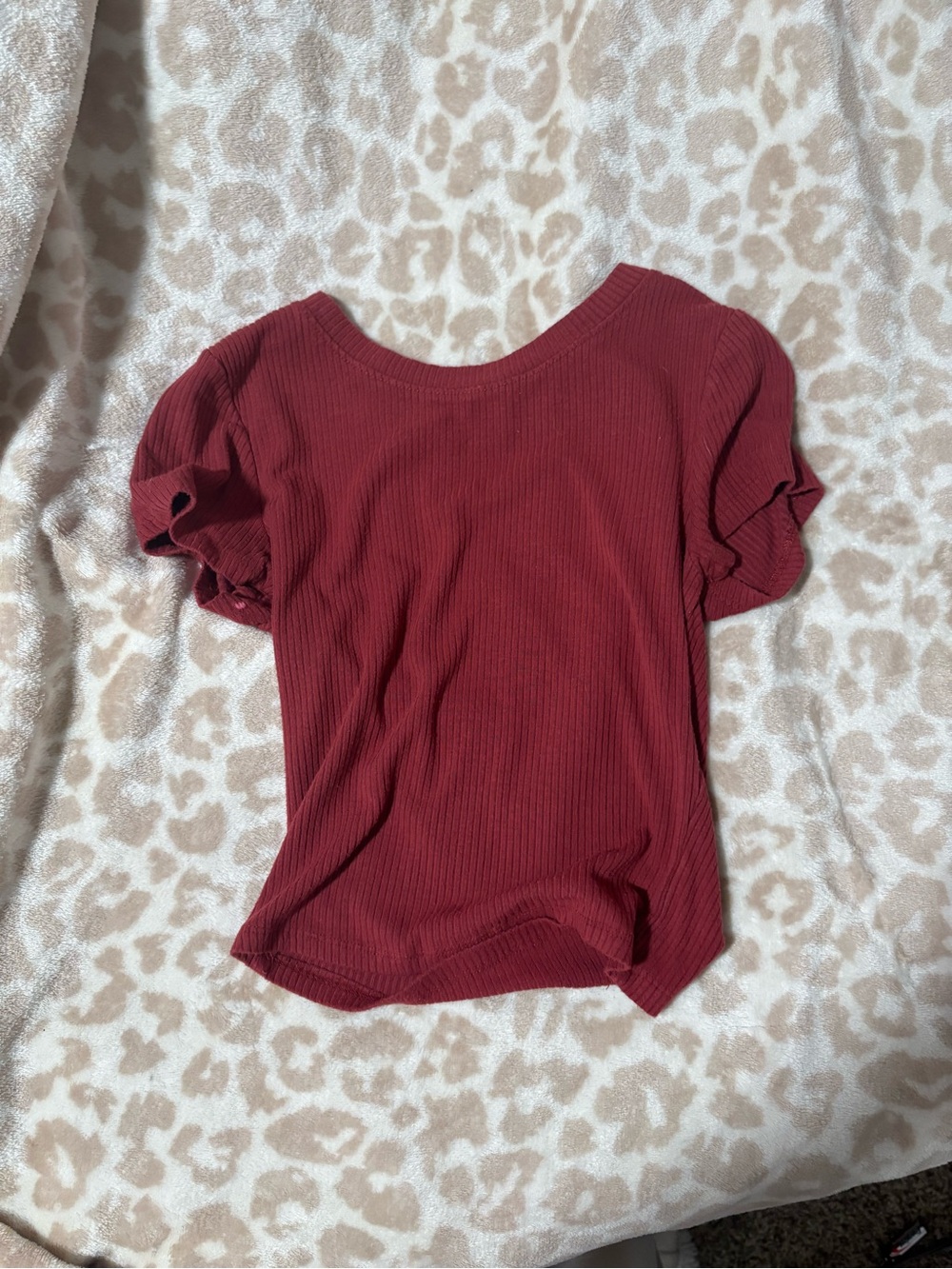 Bozzolo Short Sleeve Ribbed Top in Wine Red